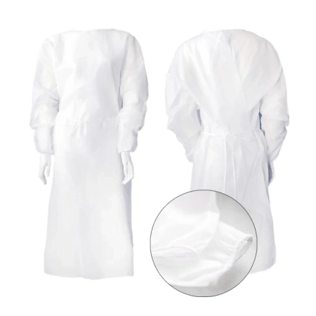 Fartuch kosmetyczny biały XXL z gumką, wiązany na troki (flizelina 20g) 100szt