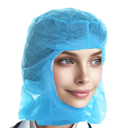 Kaptur jednorazowy kominiarka flizelinowa bez maski niebieski 100szt