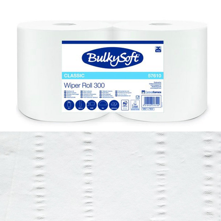 Czyściwo papierowe długie 300m gładkie bez kleju 2 warstwy Bulkysoft Premium do przeszkleń 2 rolki