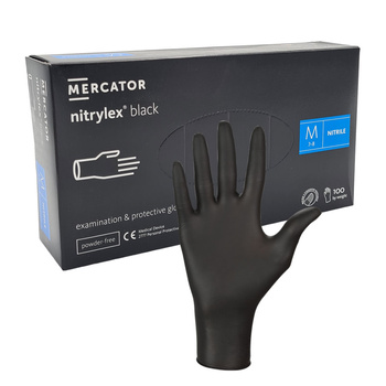 Rękawiczki nitrylowe M czarne Mercator Nitrylex Black 100sztuk