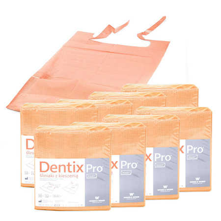 Śliniak dentystyczny z kieszonką 39cm x 48cm morelowy podfoliowany 54g DentixPro 400szt