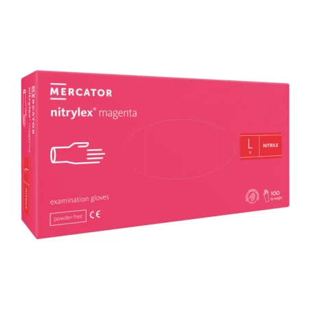 Rękawiczki nitrylowe L różowe Mercator Nitrylex Magenta 100sztuk