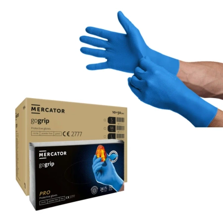Rękawiczki nitrylowe L niebieskie Mercator Gogrip Long 50szt karton 10op