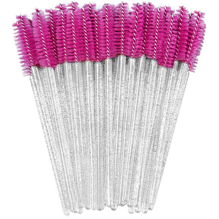 Szczoteczka Spiralka do Rzęs i Brwi, 50 szt. - brokat-bordowa