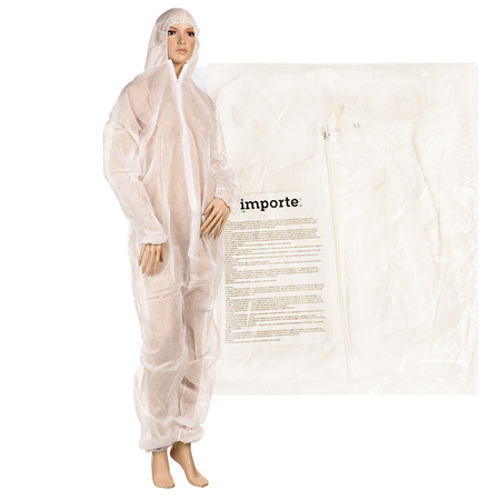 Kombinezon ochronny biały XL włókninowy z kapturem 1szt