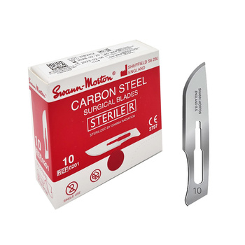 Ostrze chirurgiczne 10 sterylne 100szt stal węglowa Swann-Morton