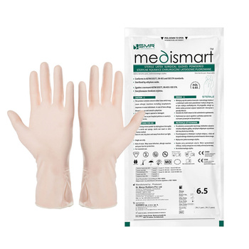 Rękawiczki chirurgiczne sterylne 6.5 lateksowe pudrowane Medismart 1 para