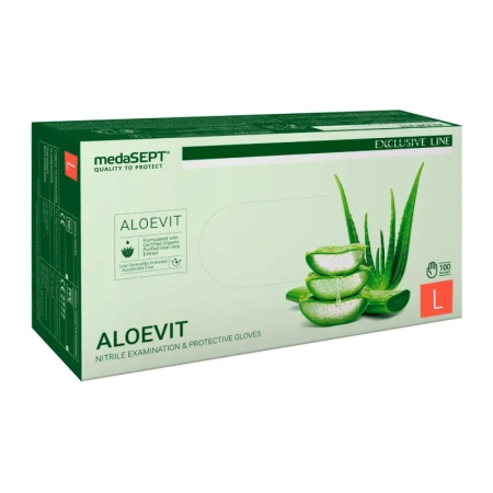 Rękawiczki nitrylowe L zielone z aloesem Aloevit medaSEPT 100sztuk karton 10op