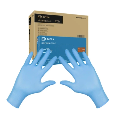 Rękawiczki nitrylowe XL niebieskie Mercator Nitrylex Classic 100sztuk karton 10op
