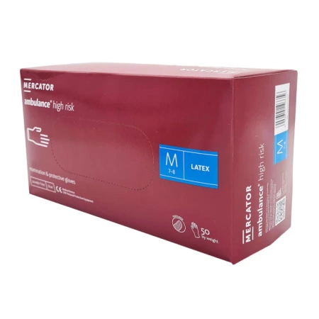 Rękawiczki lateksowe M niebieskie Mercator Ambulance High Risk 50szt