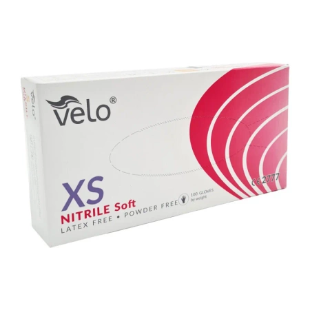 Rękawiczki nitrylowe XS niebieskie Velo 100sztuk karton 10op