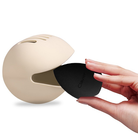 Silikonowe etui na gąbkę do makijażu, osuszacz, beige, 1szt.