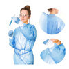 Fartuch medyczny flizelinowy wodoodporny niebieski z mankietem (flizelina + pe 25g) 10szt