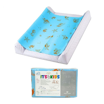 Podkład na przewijak dla niemowląt 50cm x 60cm niebieski podfoliowany 54g Its4kids 40szt