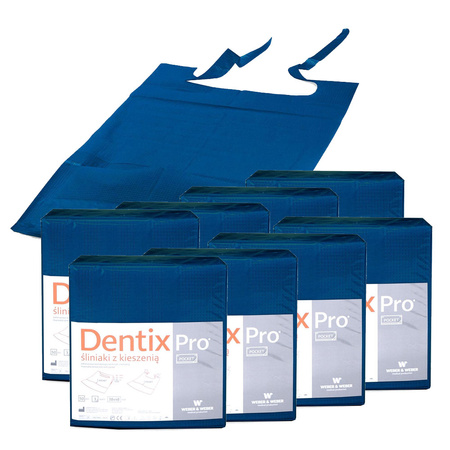 Śliniak dentystyczny z kieszonką 39cm x 48cm granatowy podfoliowany 54g DentixPro 400szt