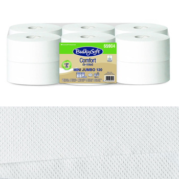 Ekologiczny papier toaletowy mini jumbo 120m 2 warstwy Bulkysoft Comfort de-inked 12 rolek
