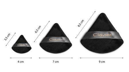 Puszek trójkątny do pudru Clavier, czarny mix 6szt.