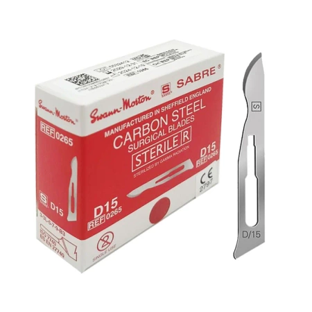 Ostrze chirurgiczne Sabre D/15 sterylne 100szt stal węglowa Swann-Morton