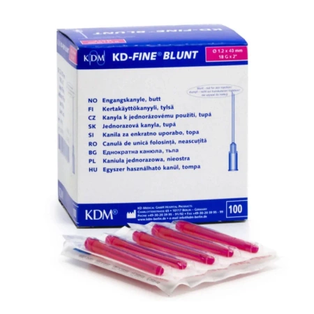 Igły do pobierania leków z filtrem 40mm x 1,2mm 18G KDM KD-Fine Blunt 100szt