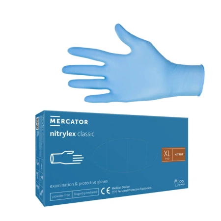 Rękawiczki nitrylowe XL niebieskie Mercator Nitrylex Classic 100sztuk