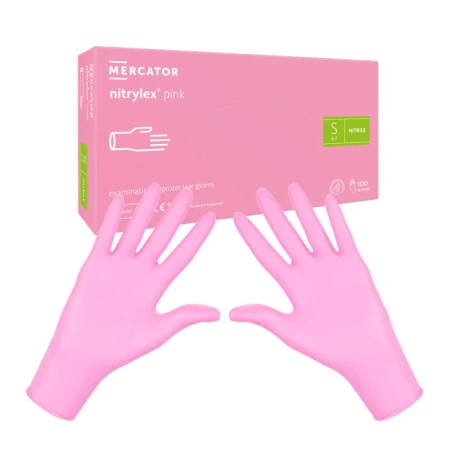 Rękawiczki nitrylowe S różowe Mercator Nitrylex Pink 100sztuk