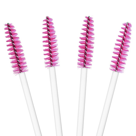 Szczoteczka Spiralka do Rzęs i Brwi, Clavier 50 szt. - biało-bordowa