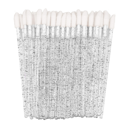 Aplikatory do błyszczyka w etui - brokat czarny, 50szt.