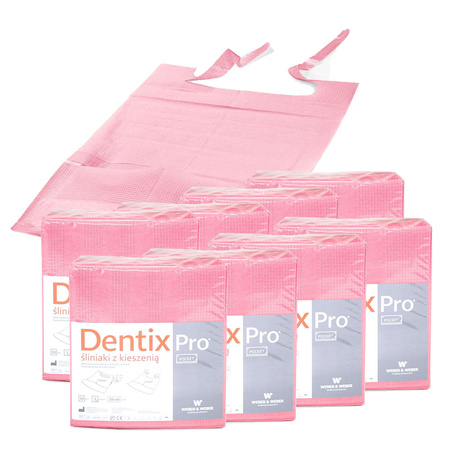 Śliniak dentystyczny z kieszonką 39cm x 48cm różowy podfoliowany 54g DentixPro 400szt