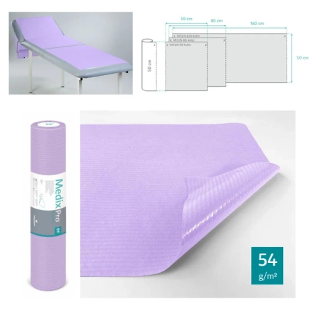 Podkład higieniczny na rolce 60cm x 50cm fioletowy podfoliowany 54g MedixPro 480szt