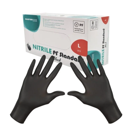 Rękawiczki nitrylowe czarne L Master Glove Nitrile PF Standard Black 100szt