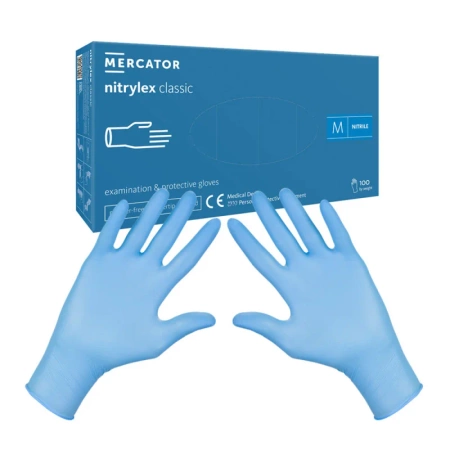 Rękawiczki nitrylowe M niebieskie Mercator Nitrylex Classic 100sztuk