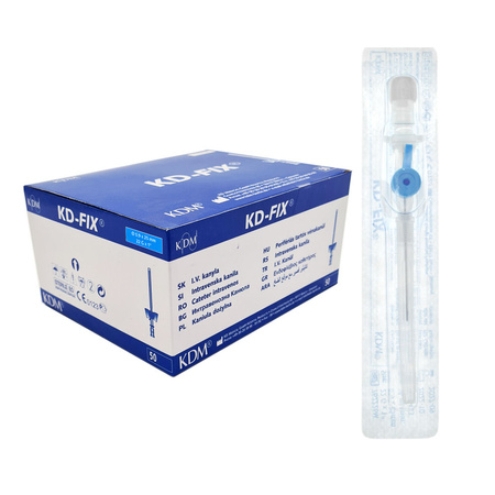 Wenflon niebieski 22G 0,9mm x 25mm kaniula dożylna KD-Fix 50szt