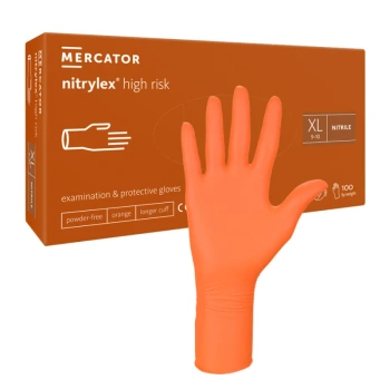 Rękawiczki nitrylowe XL pomarańczowe Mercator Nitrylex High Risk 100szt