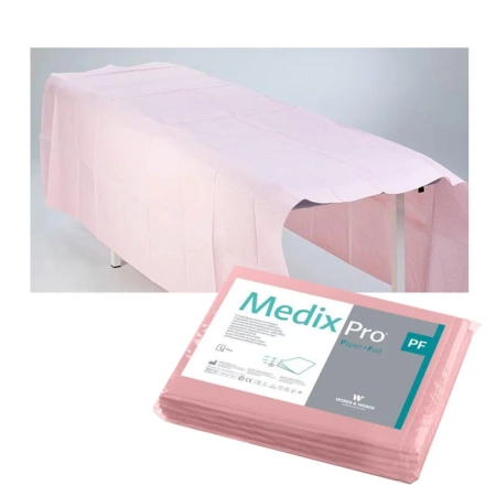 Prześcieradło jednorazowe 150cm x 210cm różowe podfoliowane 54g MedixPro 20szt