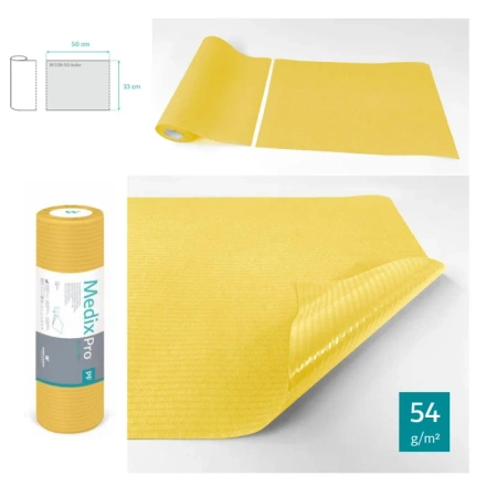 Podkład higieniczny na rolce 33cm x 50cm żółty podfoliowany 54g MedixPro 600szt