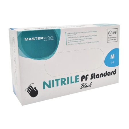 Rękawiczki nitrylowe czarne M Master Glove Nitrile PF Standard Black 100szt