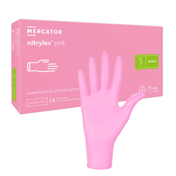 Rękawiczki nitrylowe S różowe Mercator Nitrylex Pink 100sztuk