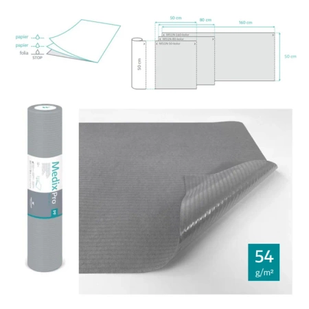 Podkład higieniczny na rolce 50cm x 50cm szary podfoliowany 54g MedixPro 480szt