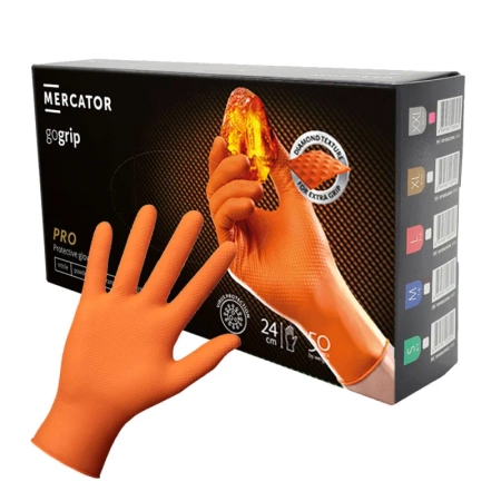 Rękawiczki nitrylowe XXL pomarańczowe Mercator Gogrip 50szt