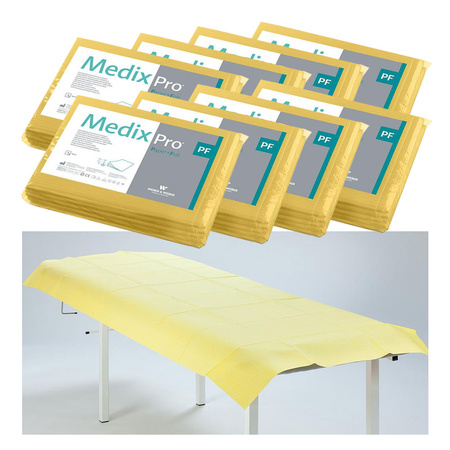 Prześcieradło jednorazowe 77cm x 210cm żółte podfoliowane 54g MedixPro 40szt