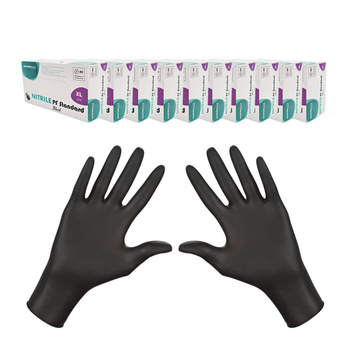 Rękawiczki nitrylowe czarne XL Master Glove Nitrile PF Standard Black 100szt karton 10op