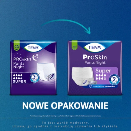 Majtki chłonne na noc TENA Pants ProSkin Super Night M 30 sztuk