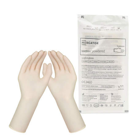 Rękawiczki chirurgiczne lateksowe sterylne 9.0 pudrowane Mercator Santex Powdered 1 para