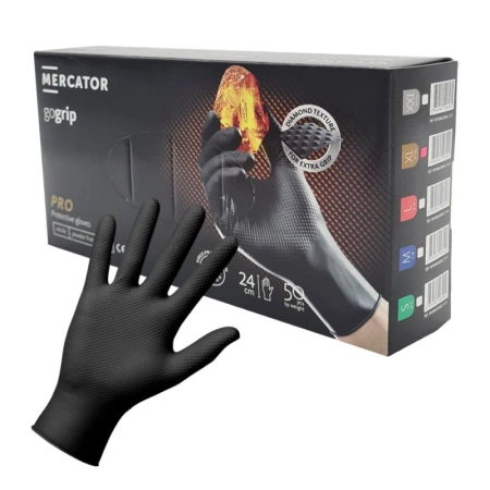 Rękawiczki nitrylowe XL czarne Mercator Gogrip 50szt