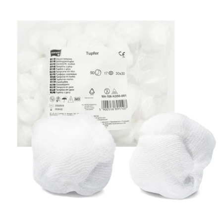 Tupfery z gazy 17 nitkowe niejałowe 30x30cm 50szt