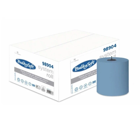 Ręcznik papierowy przemysłowy niebieski do systemu autocut 200m 2 warstwy w roli Bulkysoft Premium 6 rolek