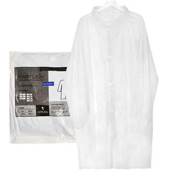 Fartuch jednorazowy biały L na rzepy (flizelina 22g) 1szt