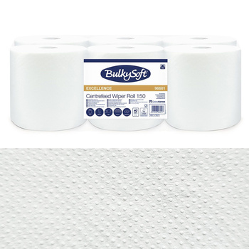 Ręcznik papierowy maxi chłonny grubszy 150m 2 warstwy do systemu one-to-one biały Bulkysoft Premium 6 rolek