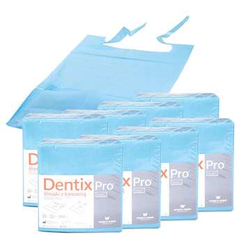 Śliniak dentystyczny z kieszonką 39cm x 48cm niebieski podfoliowany 54g DentixPro 400szt