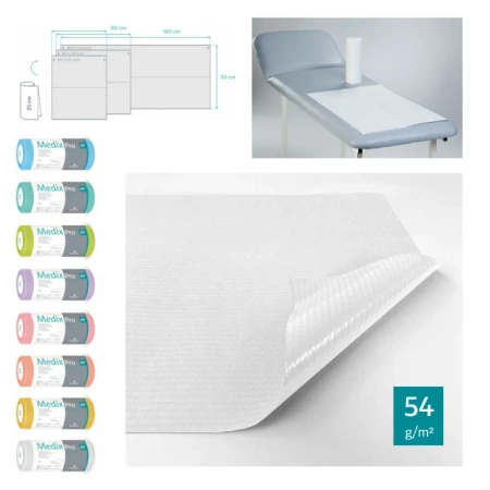 Podkład higieniczny na rolce 50cm x 80cm biały podfoliowany 54g MedixPro 225szt